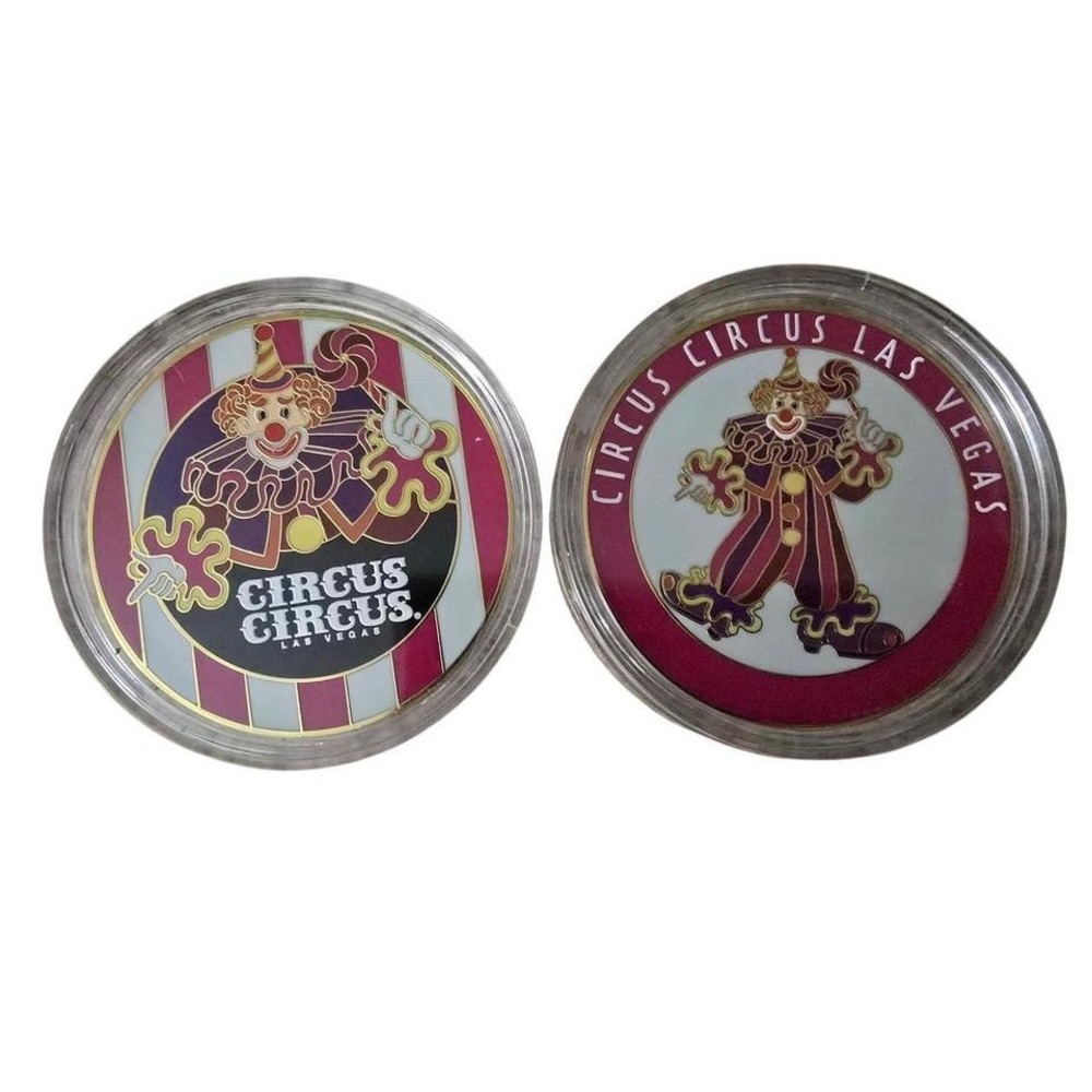 Circus Circus Las Vegas Adventuredome Casino Tokens Lucky the Clown Set of 2